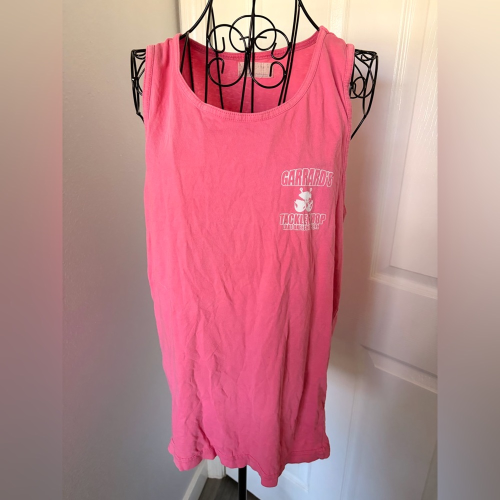 Bright Pink Sleeveless Top with Front Logo Detail